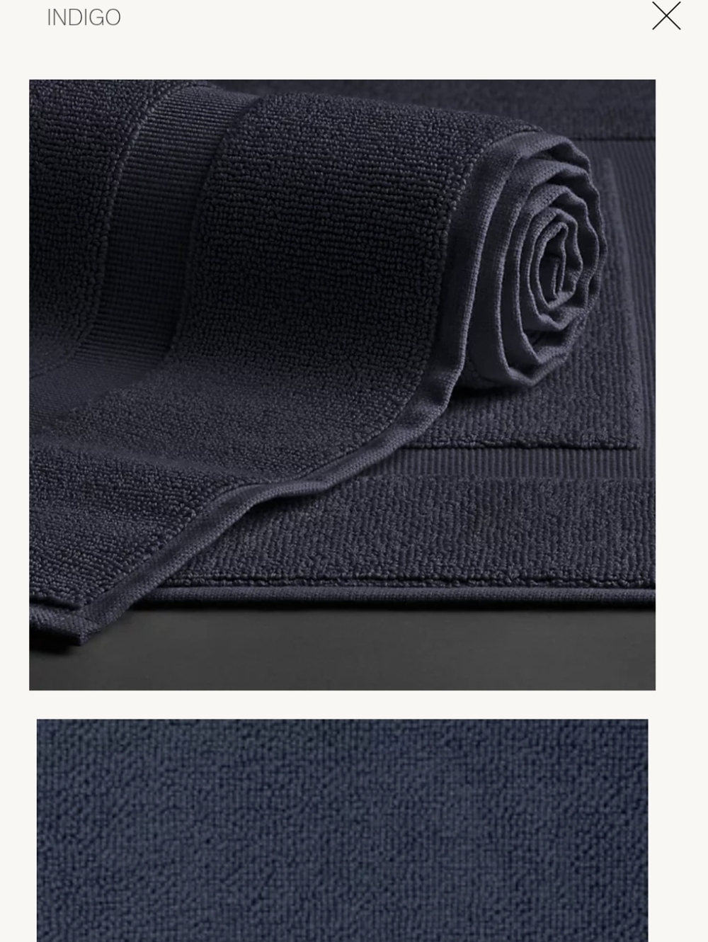 Restoration Hardware Indigo Blue 802-Gram Turkish Cotton Bath Mat